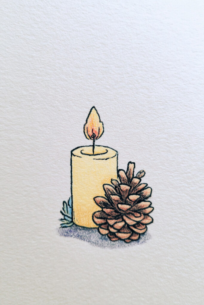 fall doodle ideas Candle and Pinecone