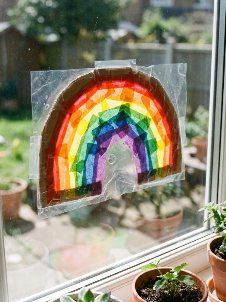 Seasonal Craft Ideas for Kids -Rainbow Suncatcher