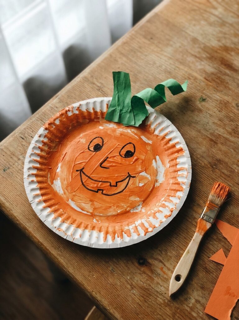 1. Paper Plate Pumpkin
