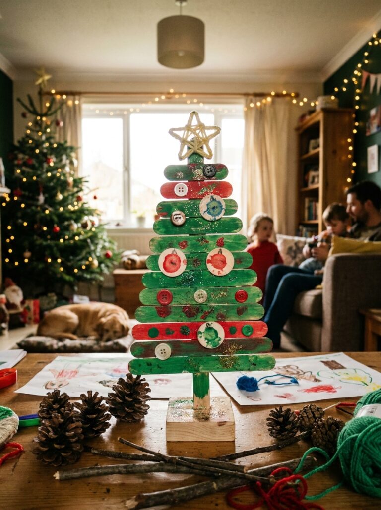 14. Popsicle stick Christmas tree