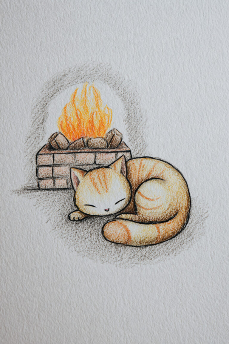 25. Cozy Cat by the Fire