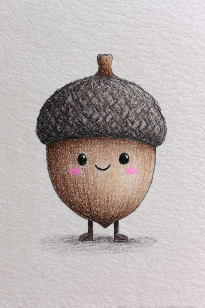 thanksgiving drawing ideas for kids Cute Acorn with a Face