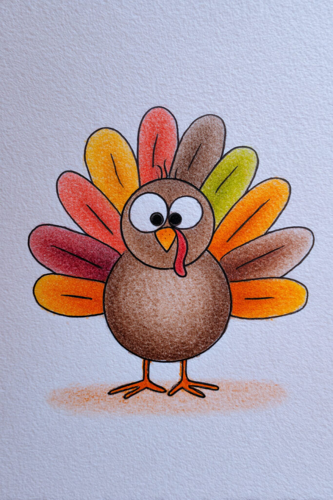 thanksgiving drawing ideas for kids Cute Cartoon Turkey