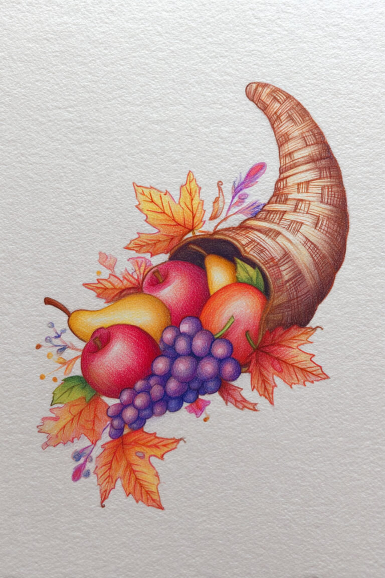 23. Detailed Cornucopia with Fruit