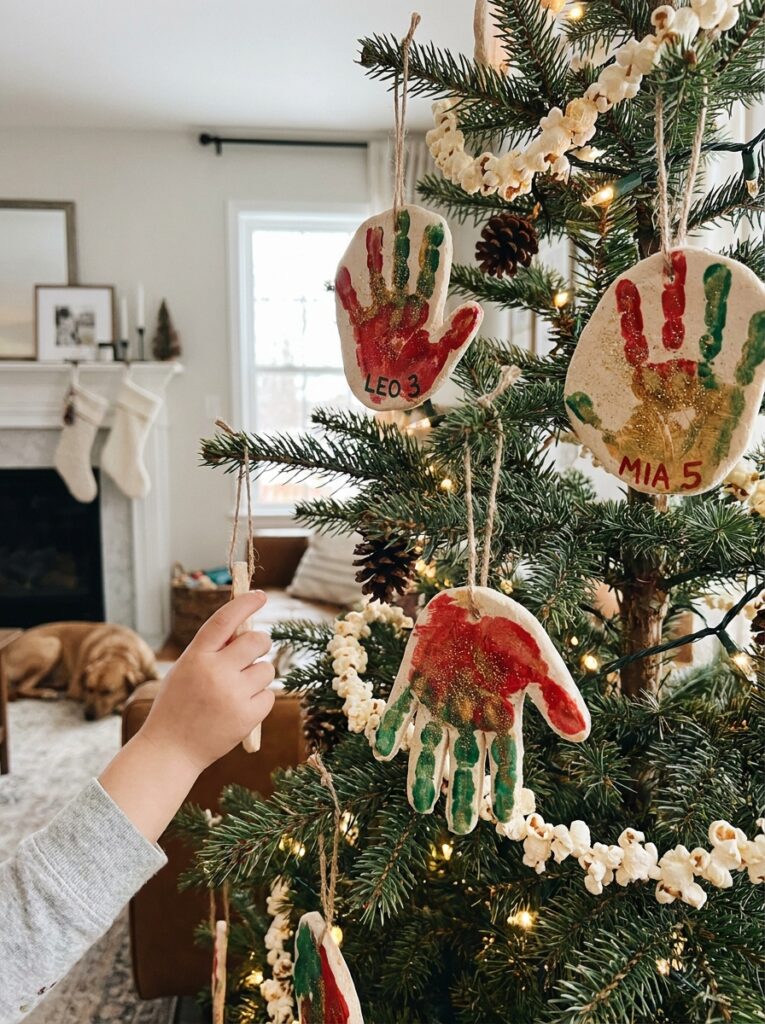diy holiday decorations  Kids’ handprint ornaments