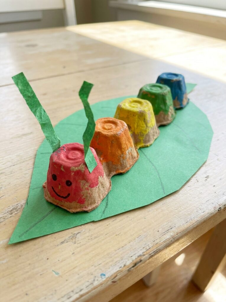 Seasonal Craft Ideas for Kids-Egg Carton Caterpillar 