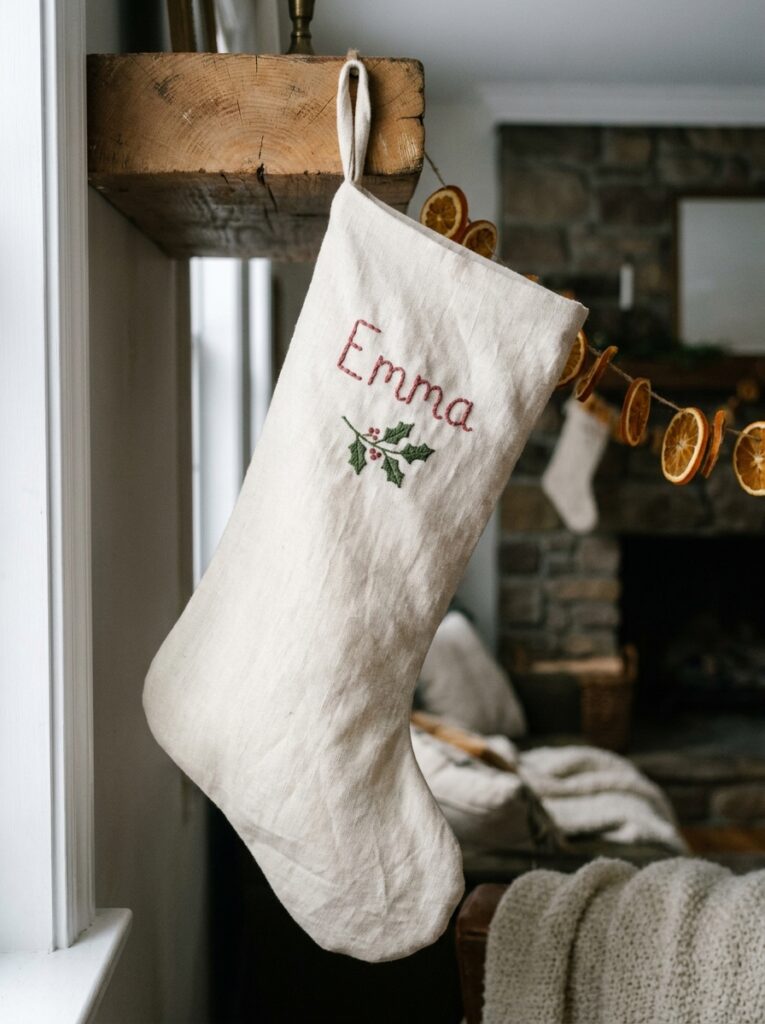 christmas craft ideas Embroidered Stocking