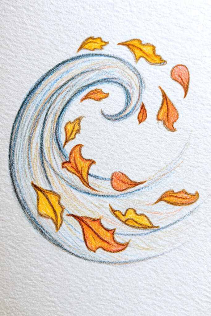 fall doodle ideas Falling Leaf Swirl