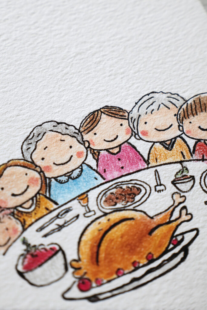 thanksgiving drawing ideas for kids Family Thanksgiving Dinner Scene
