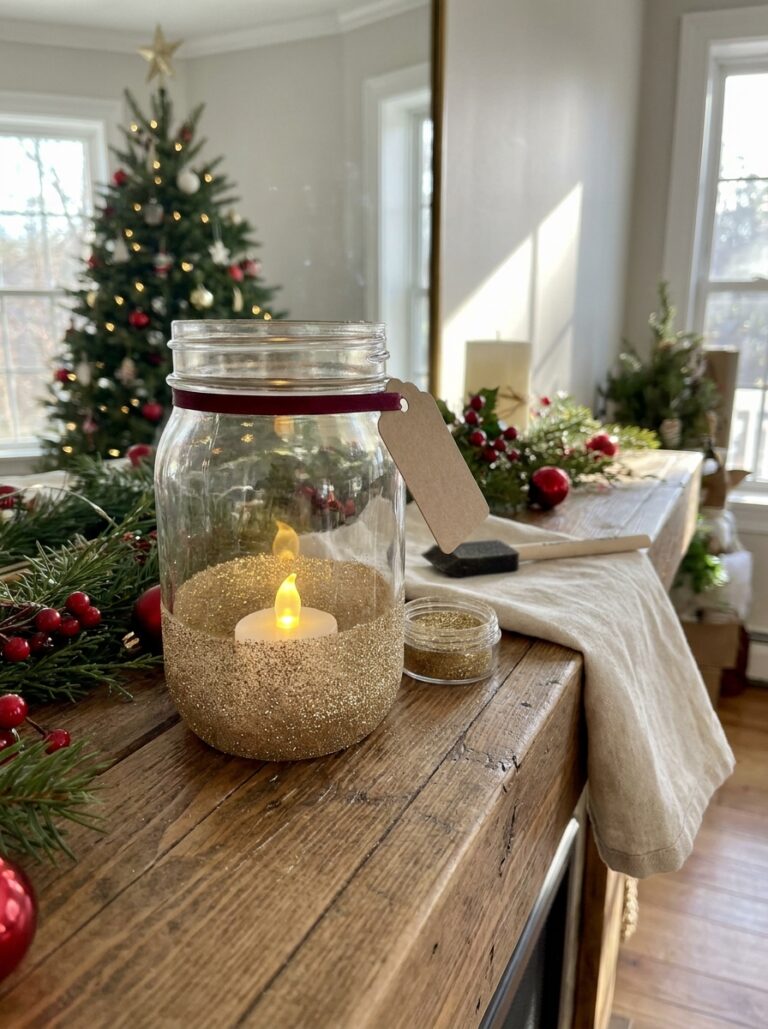 9. Glitter Mason Jar Candles