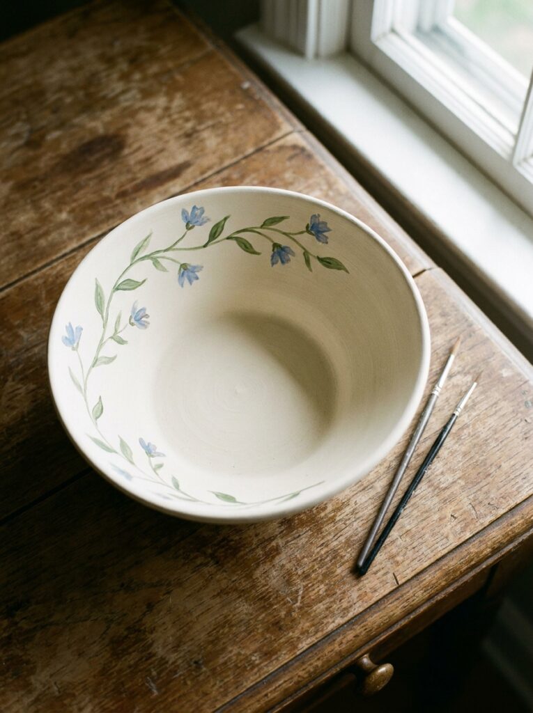 pottery bowl painting ideas Floral vine 