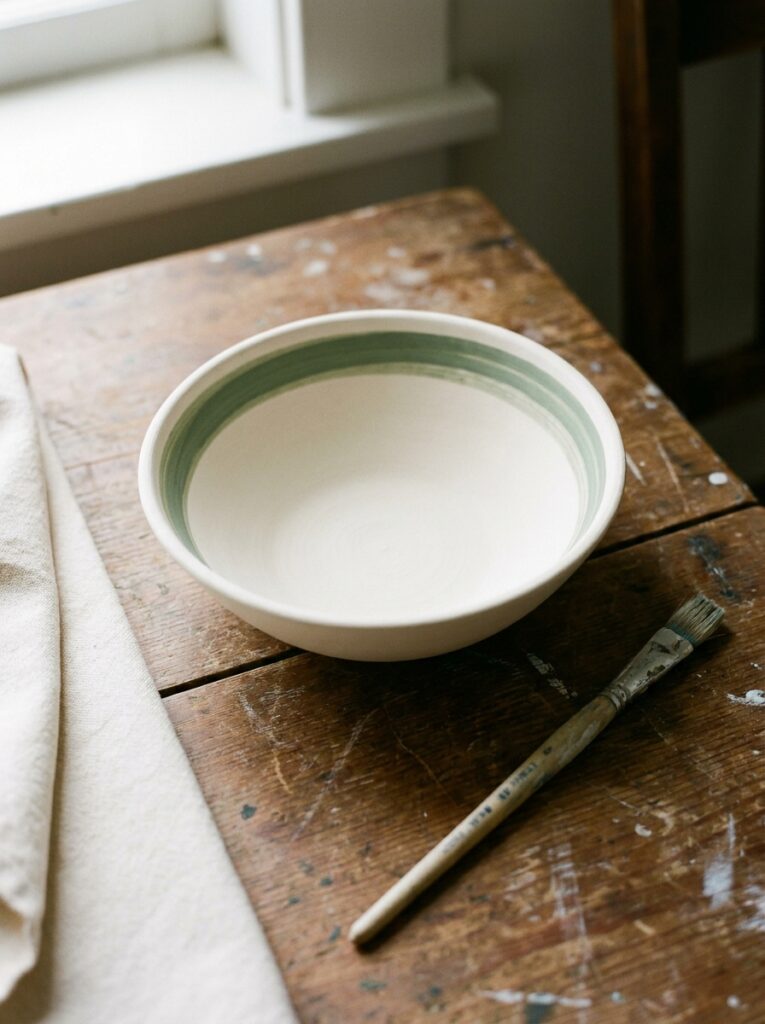 pottery bowl painting ideas Single stripe rim 