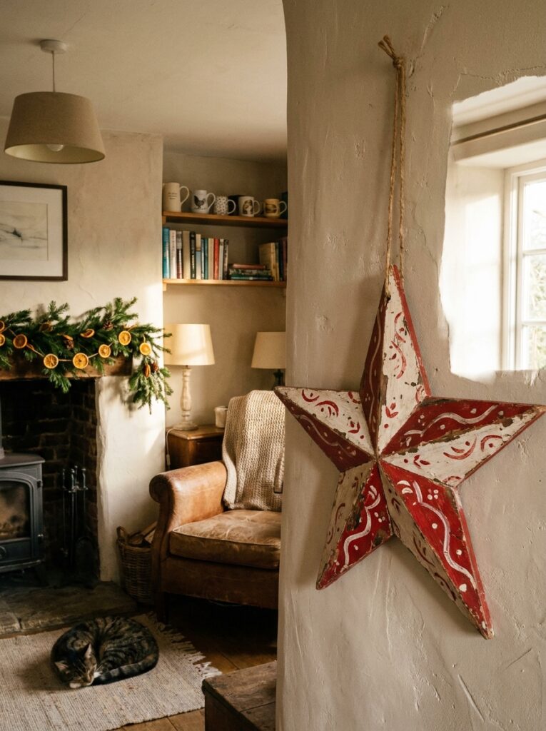 diy holiday decorations Painted wood star decoration