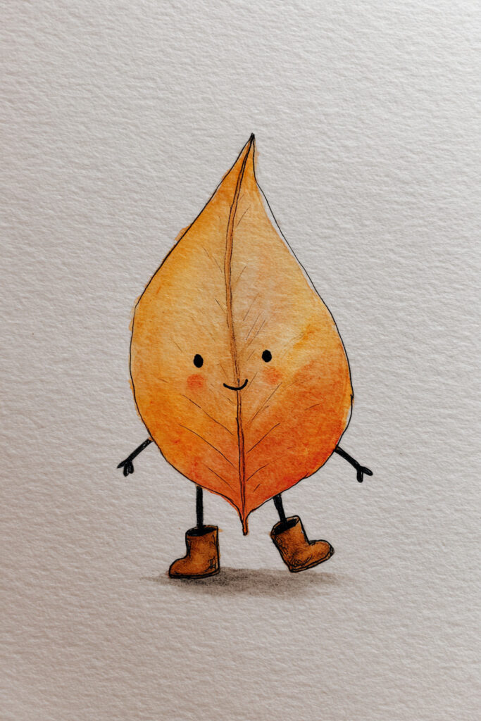 thanksgiving drawing ideas for kids Happy Fall Leaf Character