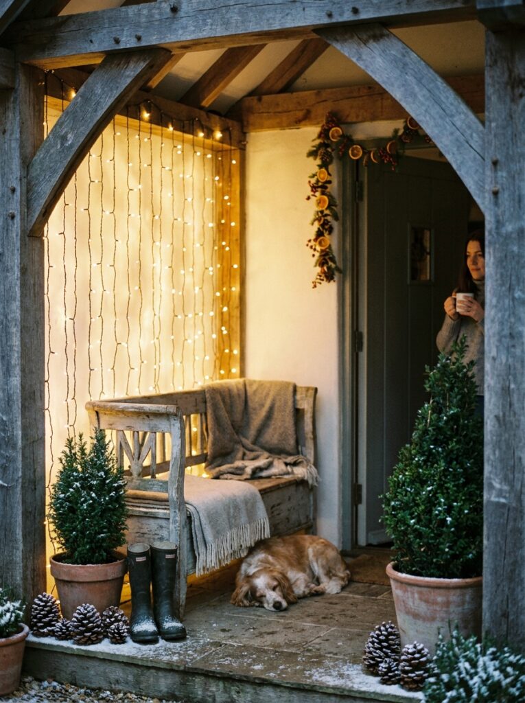 diy holiday decorations String light porch curtain