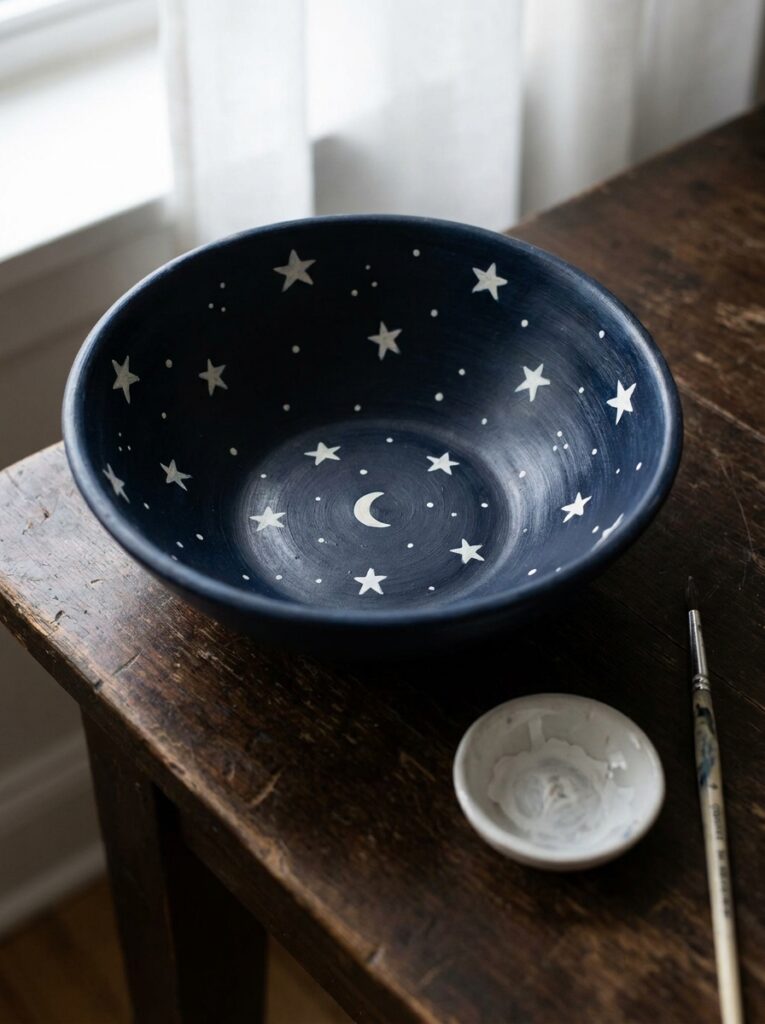 pottery bowl painting ideas Starry night sky