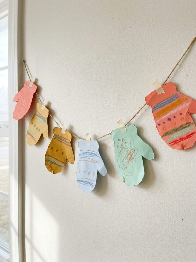 Seasonal Craft Ideas for Kids -Mitten Garland