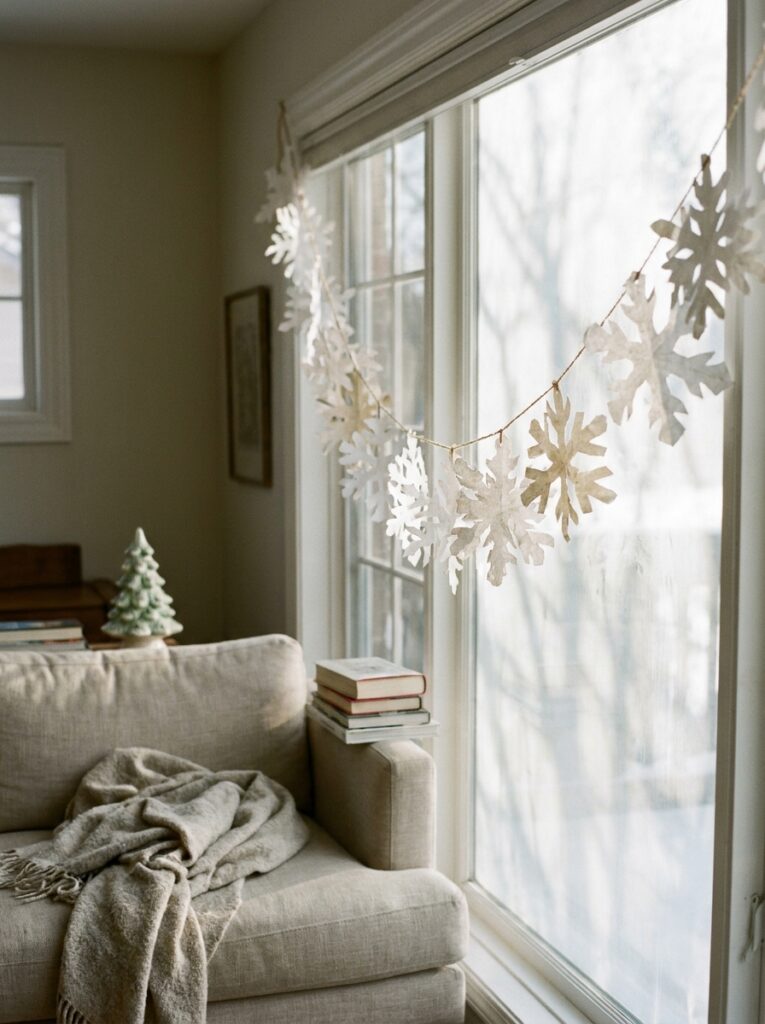 diy holiday decorations Paper snowflake garland