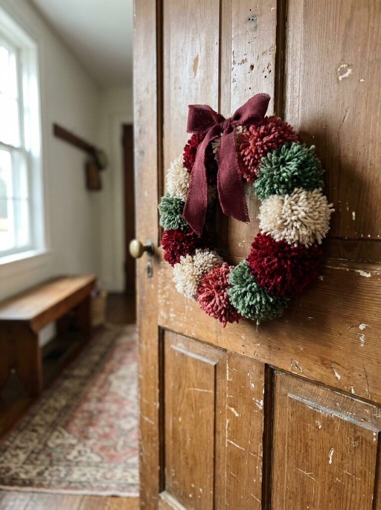 christmas craft ideas Pom Pom Wreath