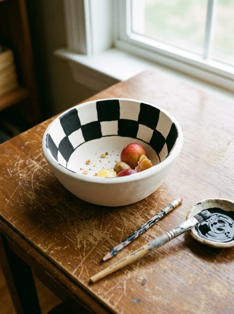 15. Checkered monochrome bowl