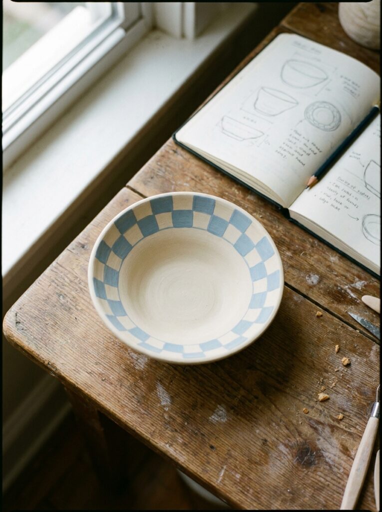 pottery bowl painting ideas Checkerboard