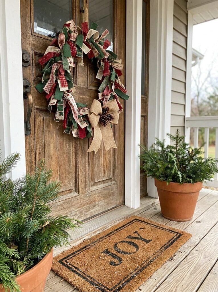 diy holiday decorations Outdoor ribbon wreath