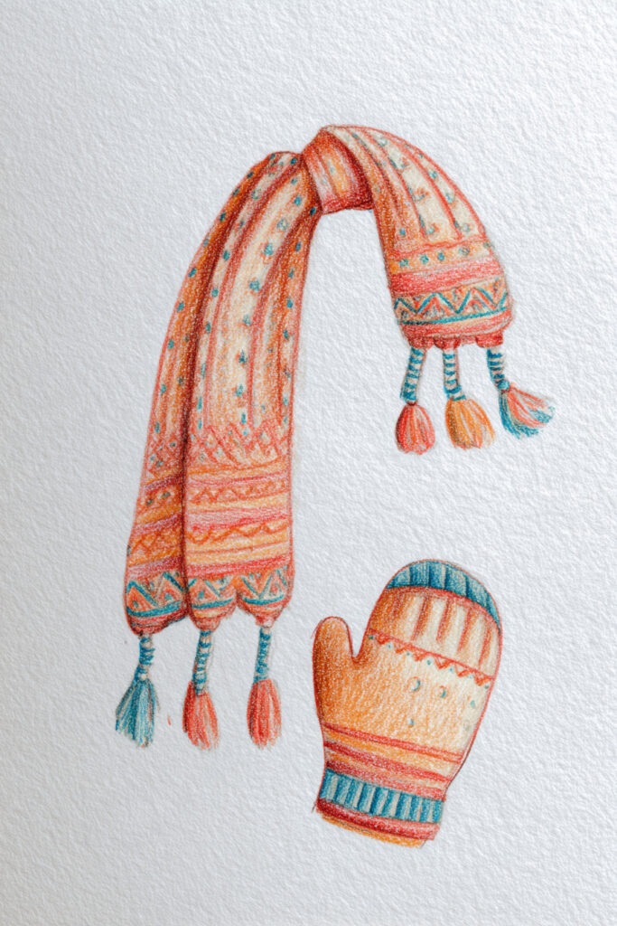fall doodle ideas Scarf and Mittens