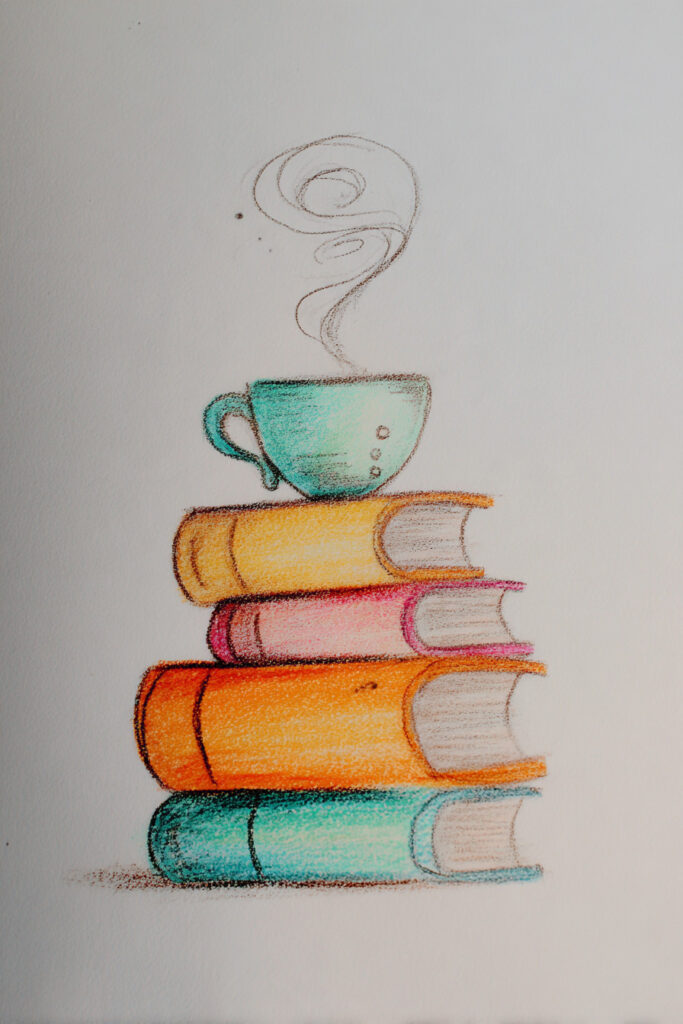 fall doodle ideas Stack of Books and Tea