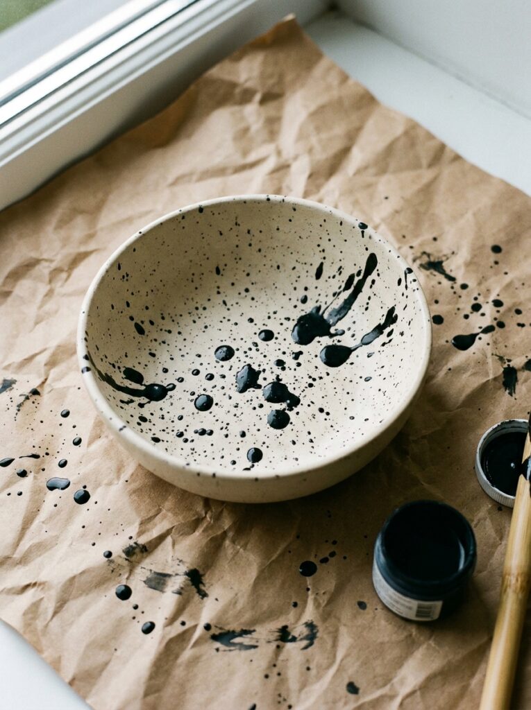 pottery bowl painting ideas Ink splatter