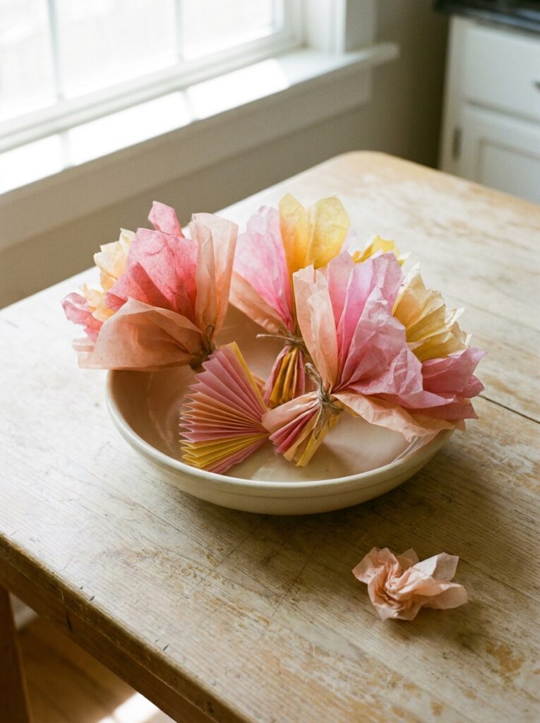Seasonal Craft Ideas for Kids -Tissue Paper Flowers