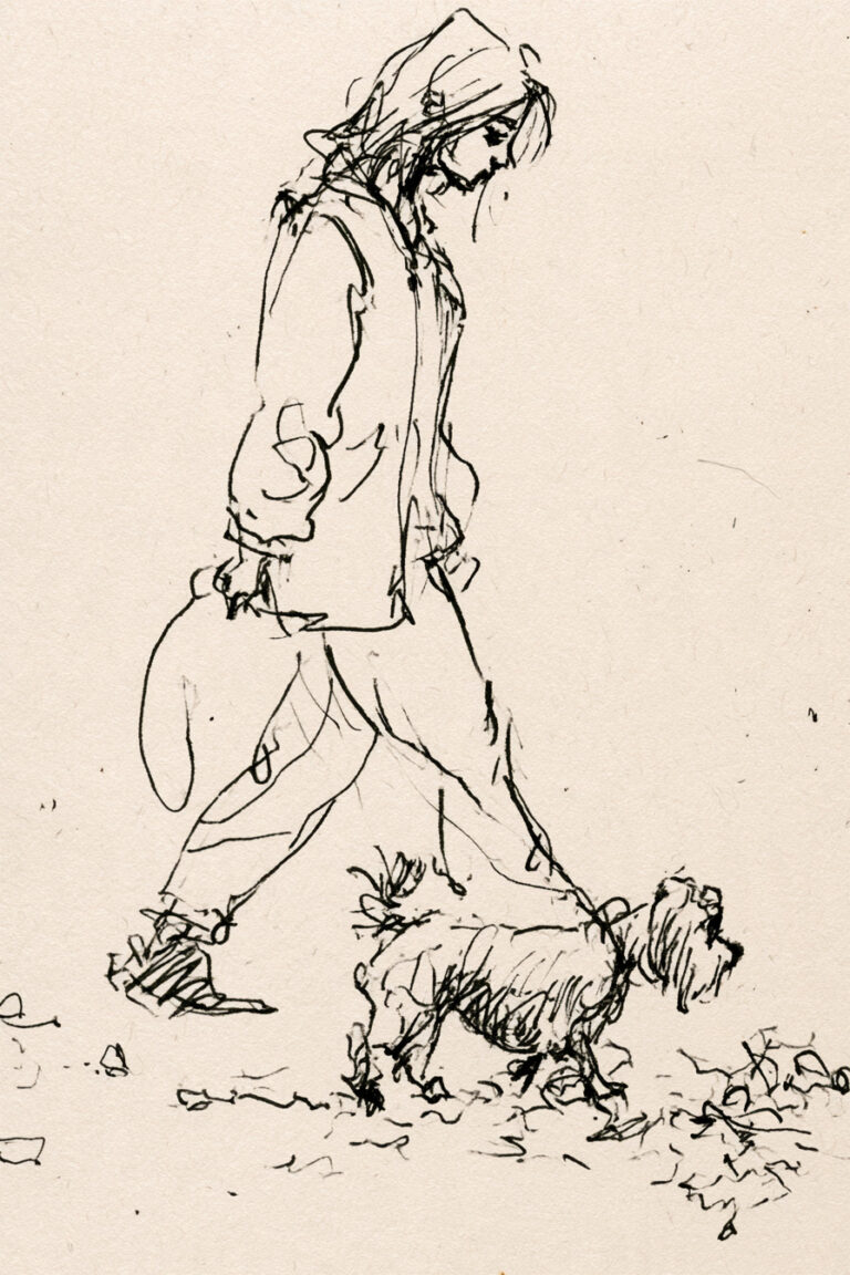 19. Walking a Dog in Autumn Leaves